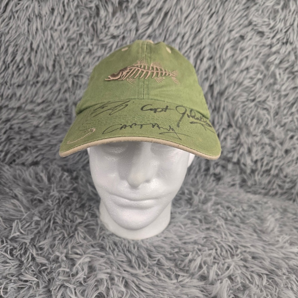 Get Reel Get Fish Baseball Cap Mens OSFM Green Signed‎ Capt Jonathan & Andy Hat